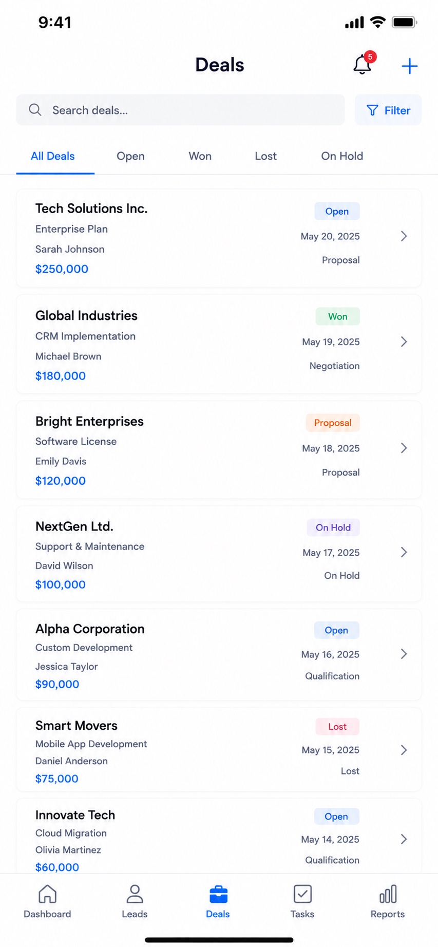 CRMS mobile — deals