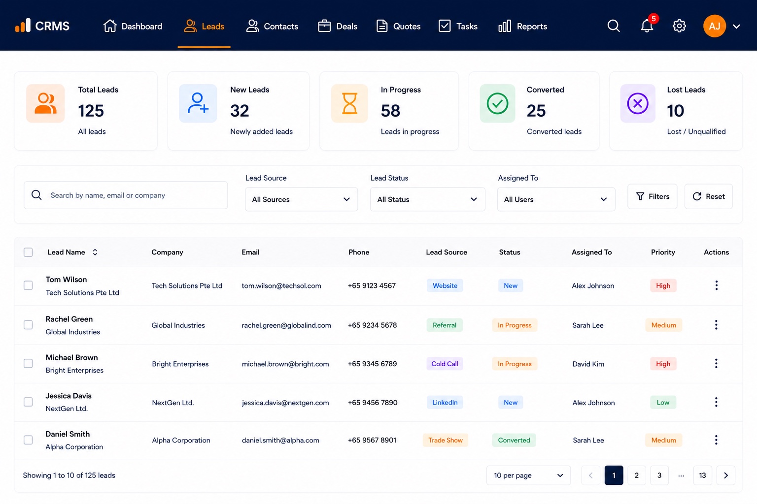 CRMS web — leads