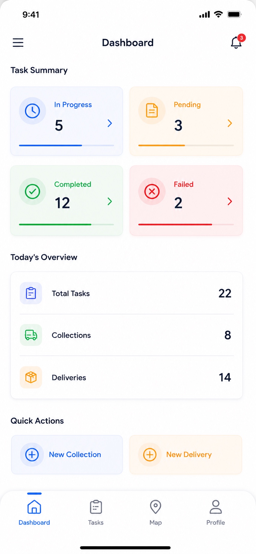 DMS driver app dashboard