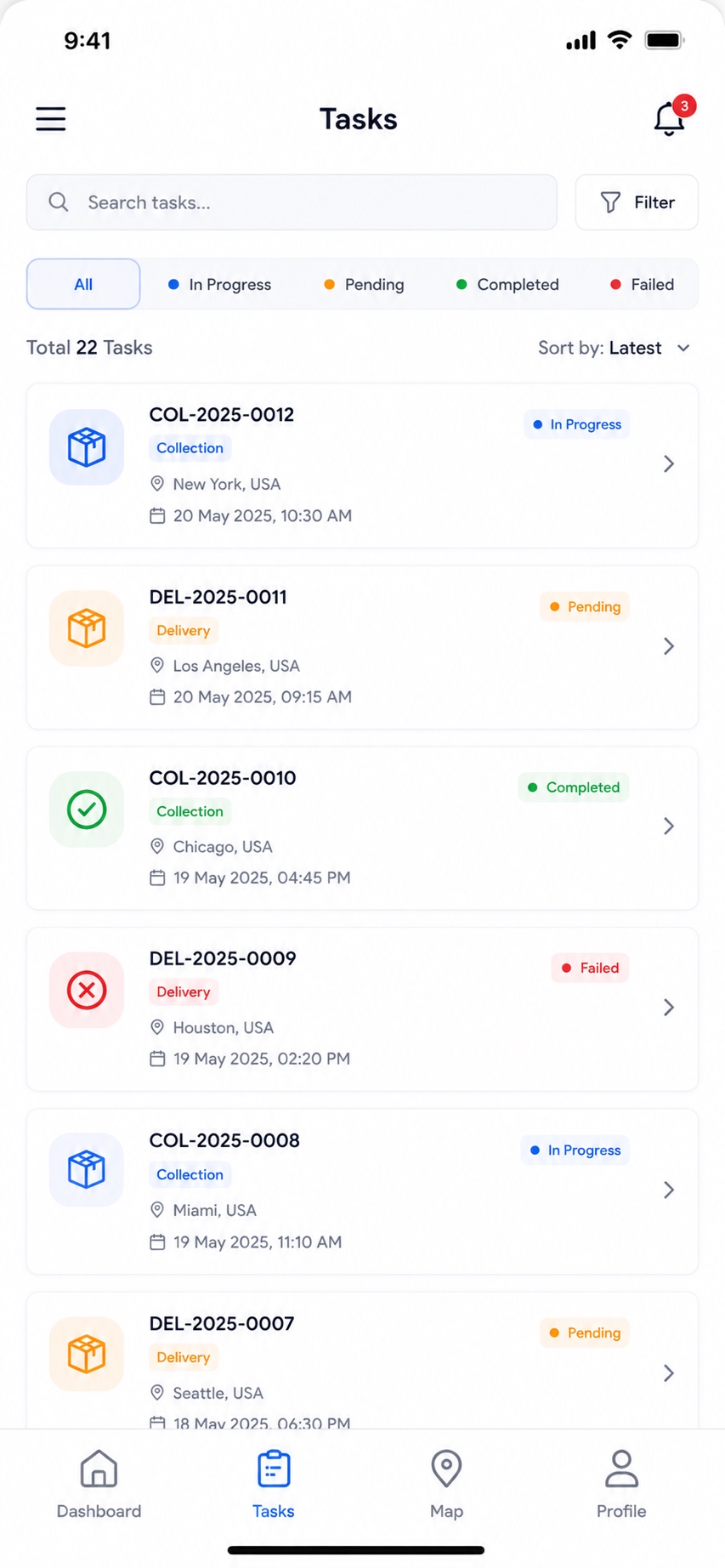 DMS driver app — tasks