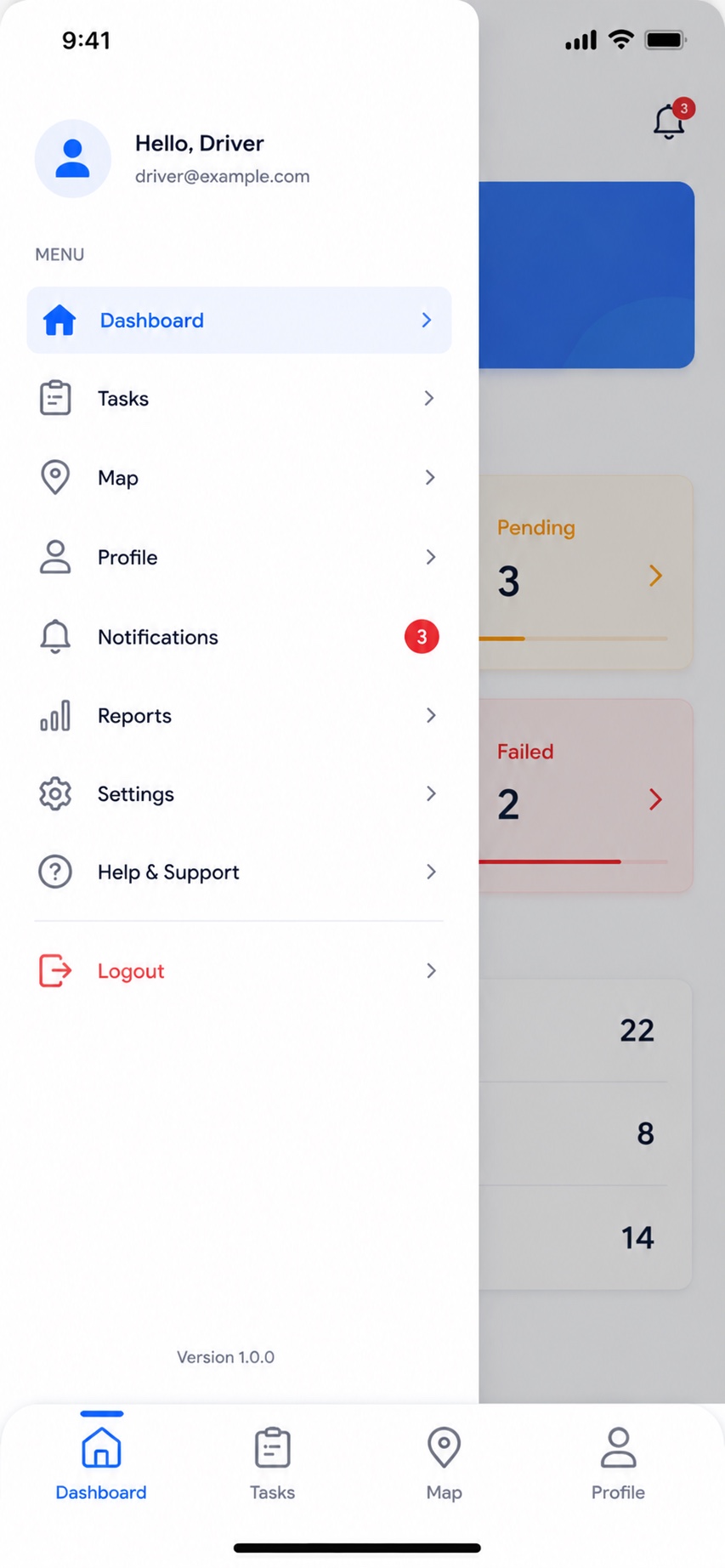 DMS driver app — profile