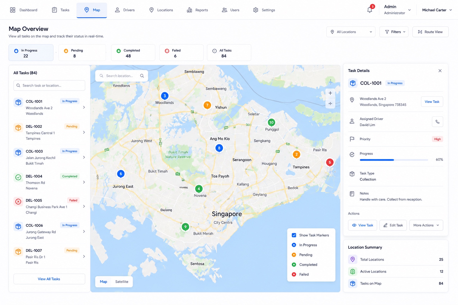 DMS web — live map and drivers