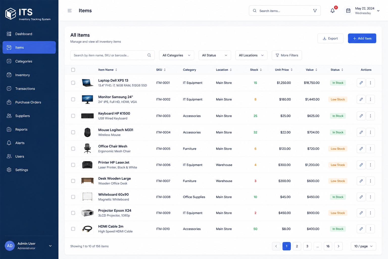ITS web — inventory and items management
